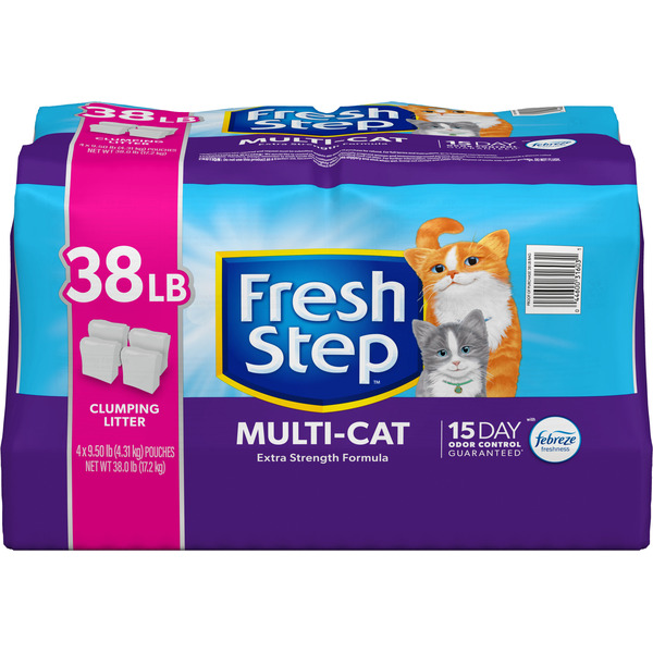 Fresh Step Clumping Cat Litter, Multi-Cat, Long Lasting Odor Control, 14-lb