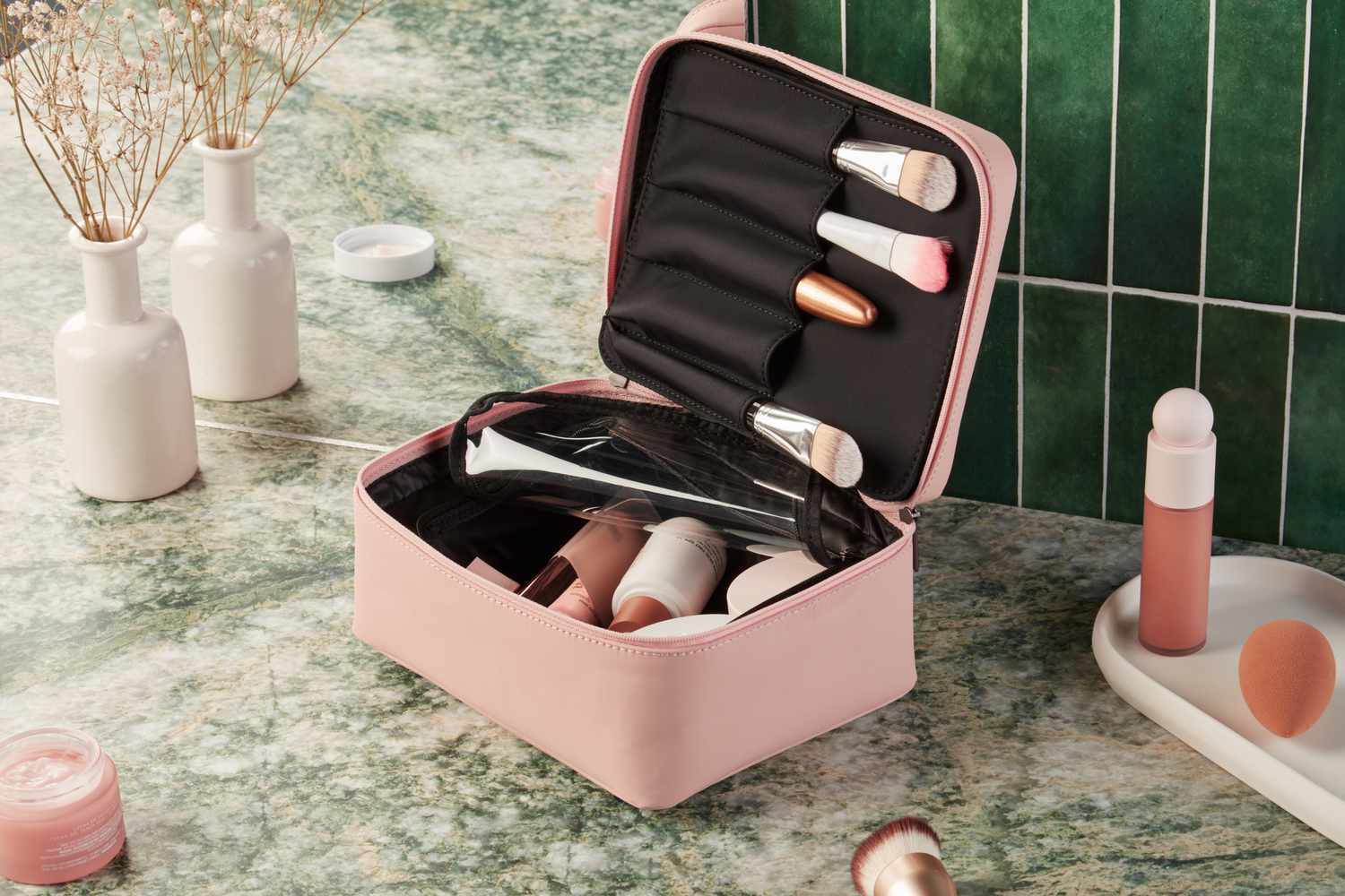 InStyle Editor-Tested Leather Makeup Bag Set 3pc