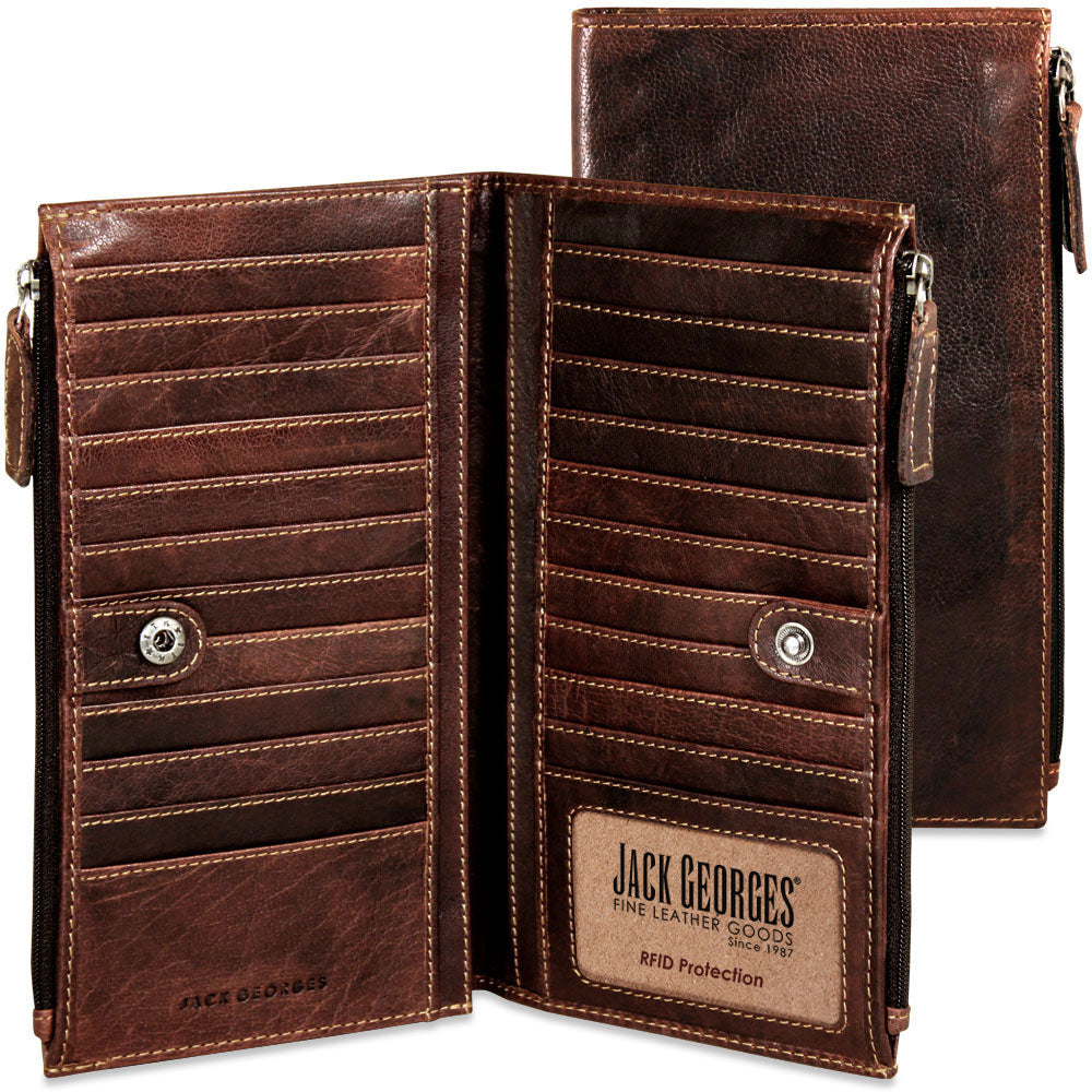 Jack Georges Brown Leather RFID Wallet