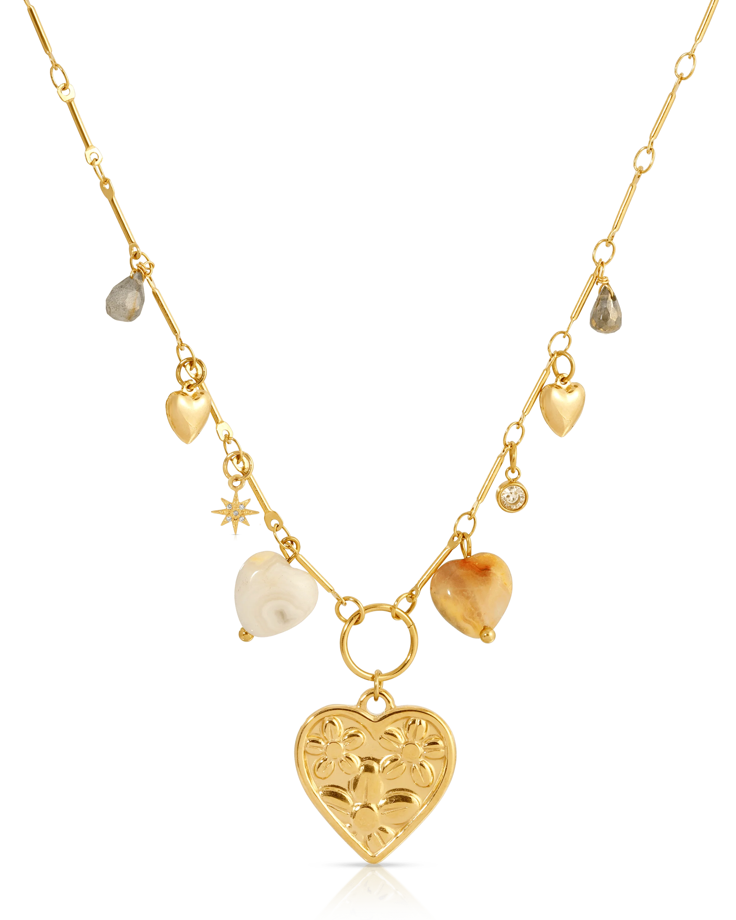 Silver Moon Star Charm Necklace Layered