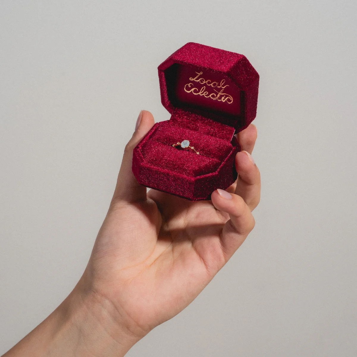 Rose Gold Velvet Ring Box Double Slot