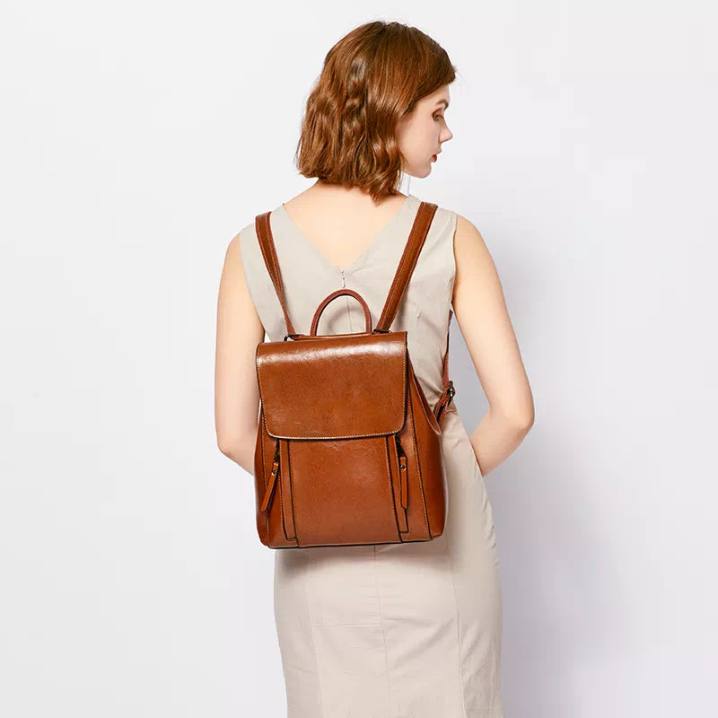 Lukecase Brown Leather Convertible Backpack Purse