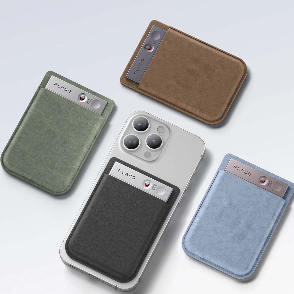 Plaud Note Pro magnetic case attachment options showing different colors