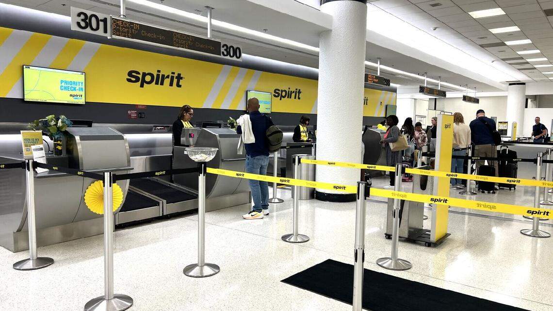 Spirit Airlines check-in counter at airport terminal