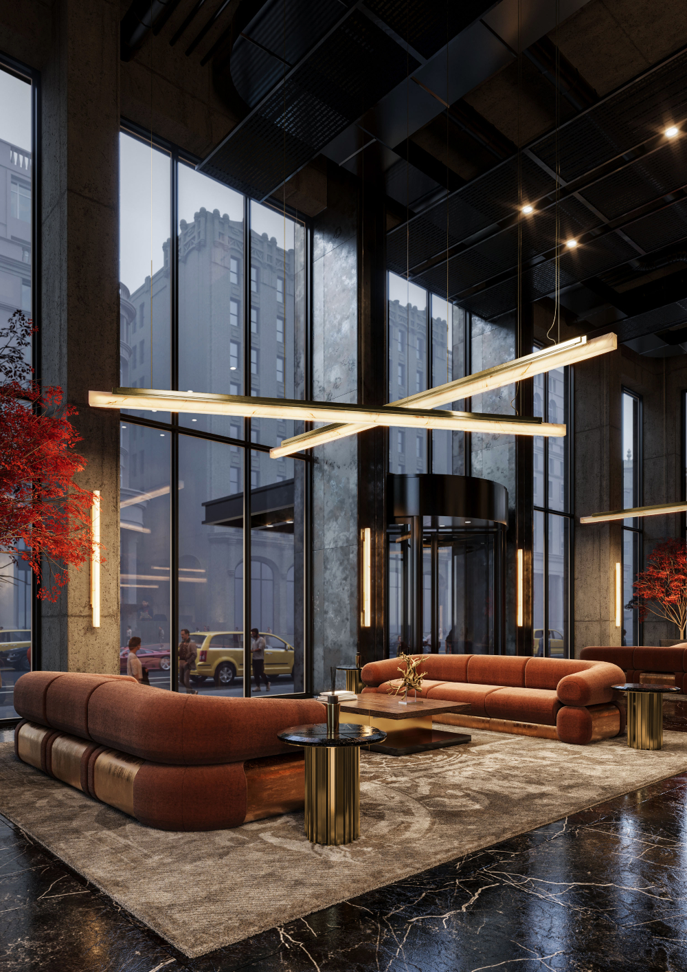 Luxury hotel interior with modern architecture