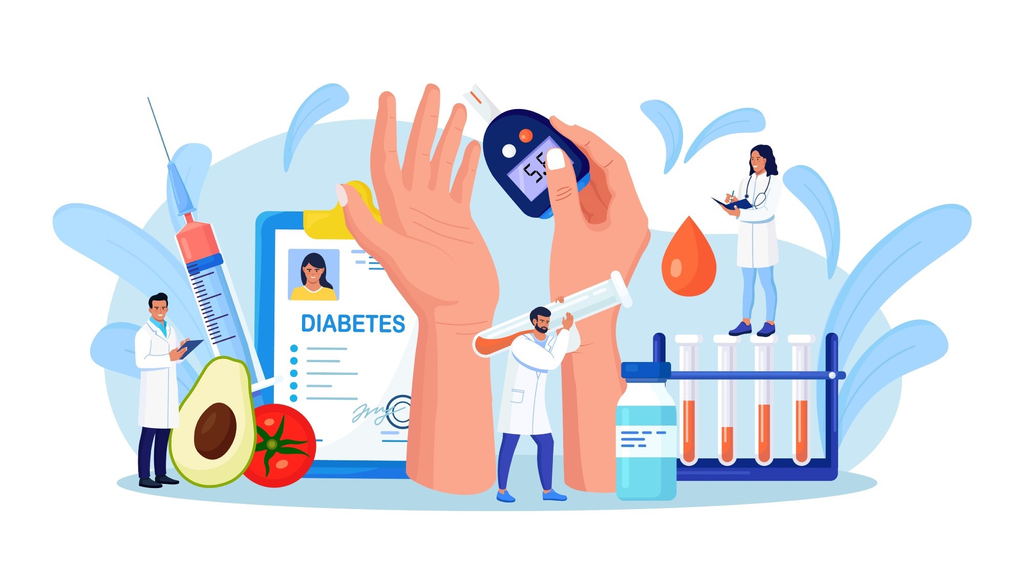 Abstract medical illustration of diabetes management