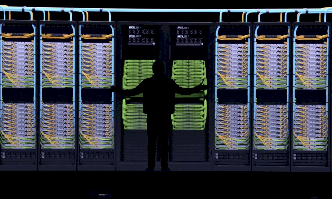 GPU server racks in a modern data center