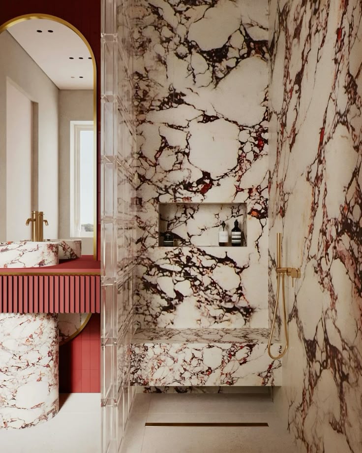 Red Marble Shower
