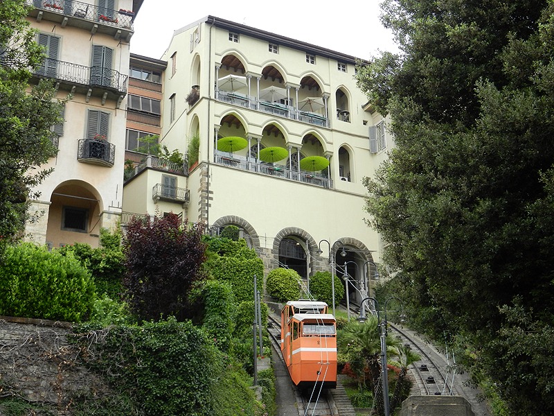 Bergamo funicular railway connecting Città Bassa to Città Alta
