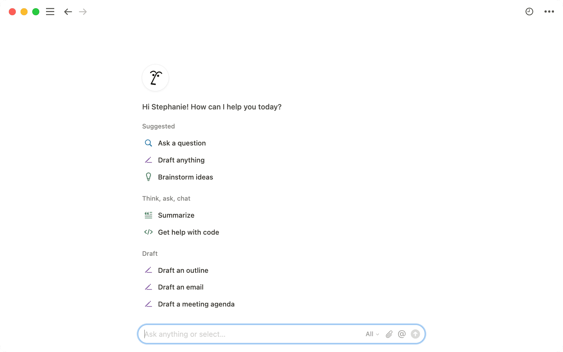 Notion AI interface displaying a project page with auto-generated meeting summary.