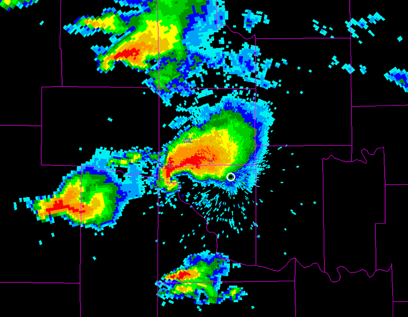NOAA weather radar showing storm rotation patterns during tornado watch conditions