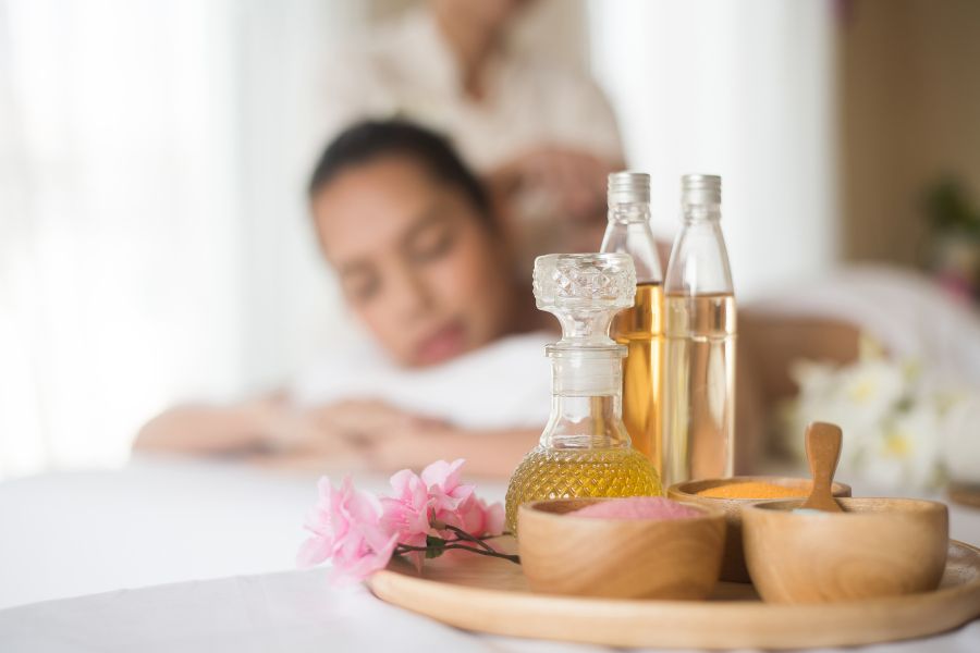 Aromatherapy massage with essential oils
