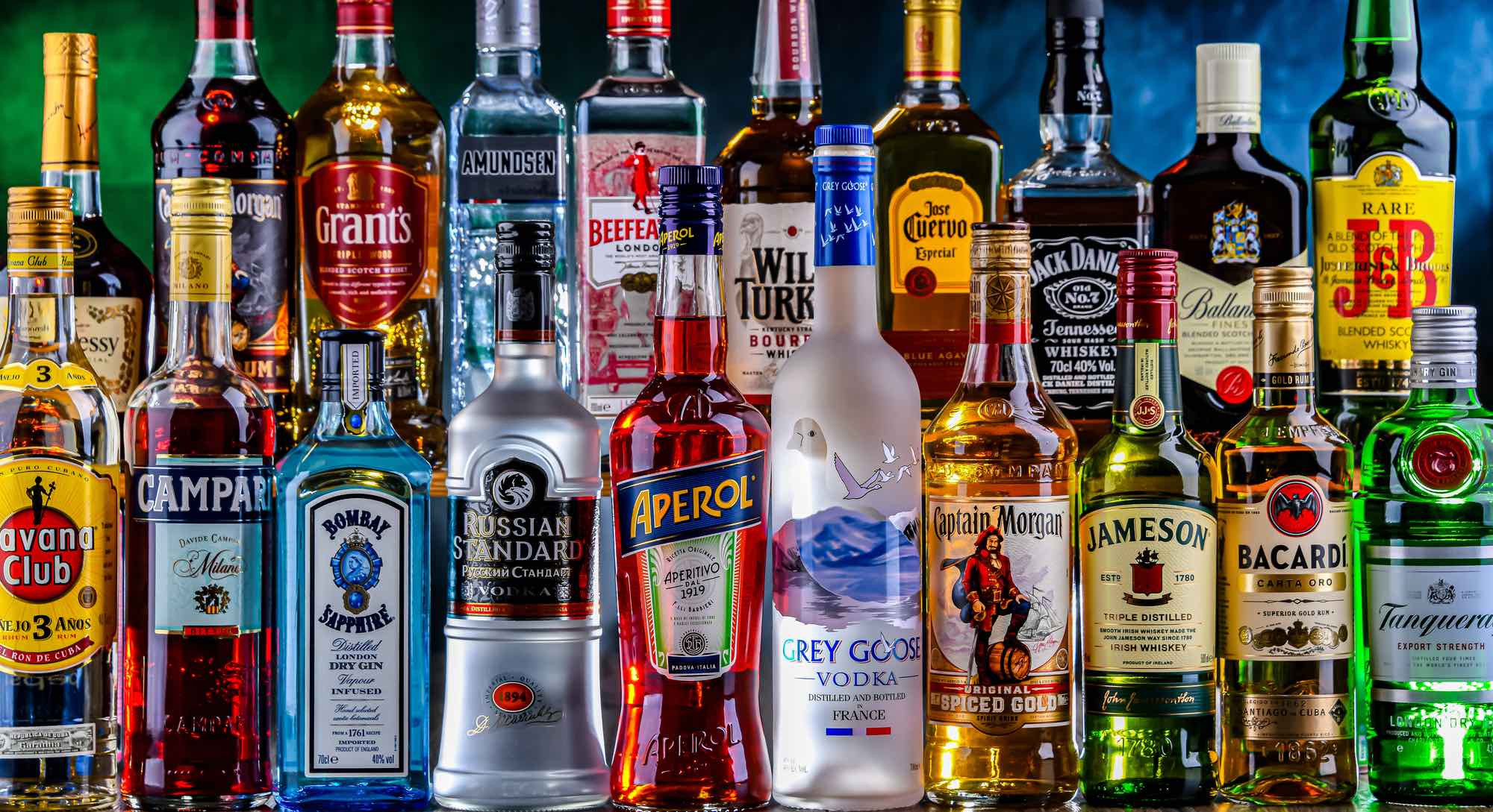 Assortment of alcoholic beverages