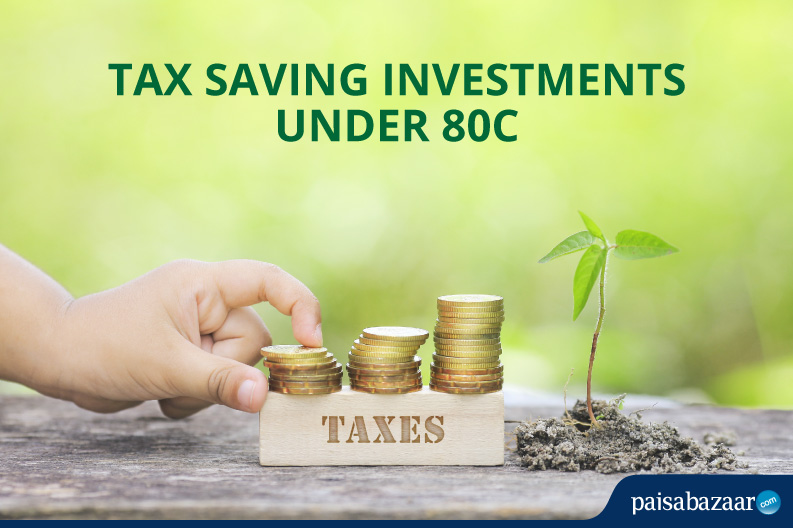Tax saving investments under Section 80C with coins and plant growth concept