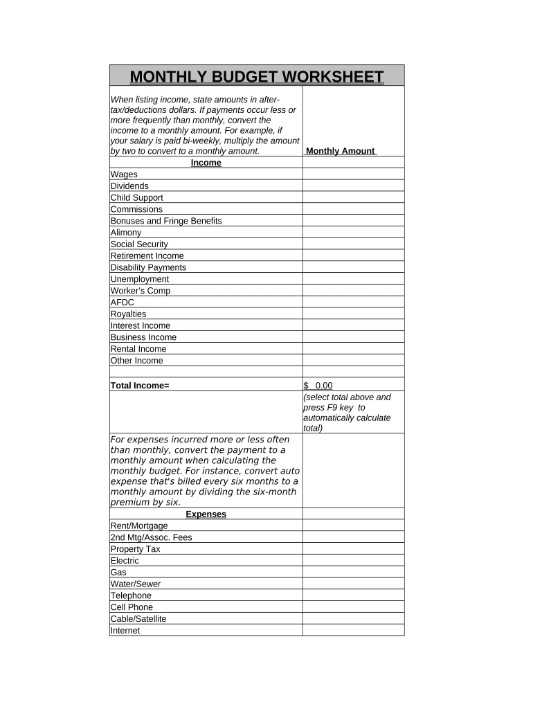 Financial budgeting worksheet for NDIS planning