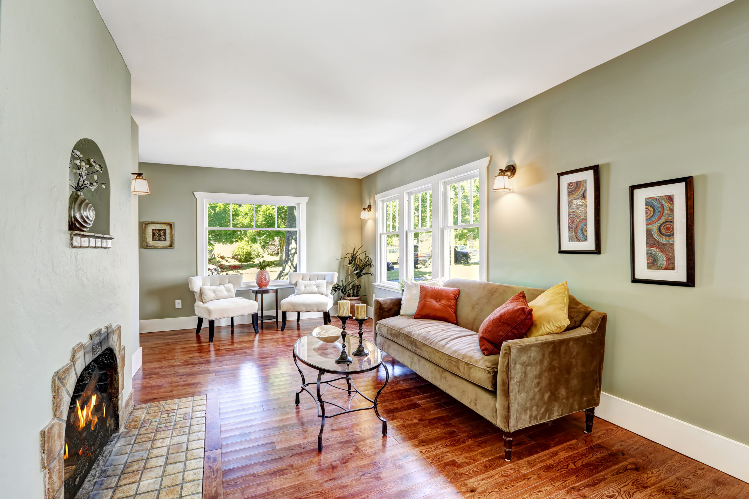 Beautifully painted residential living room