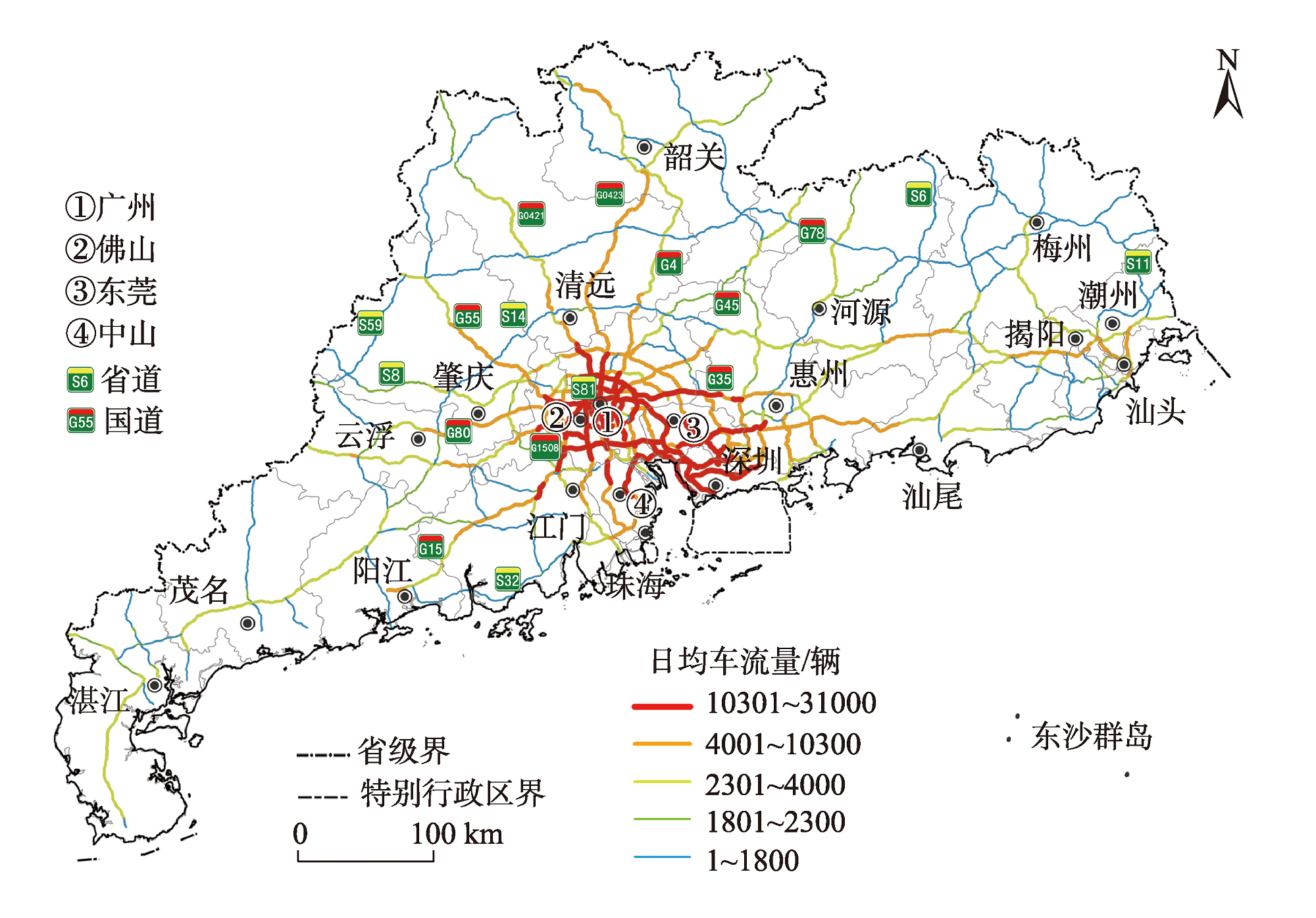 高速公路交通流量时空分布