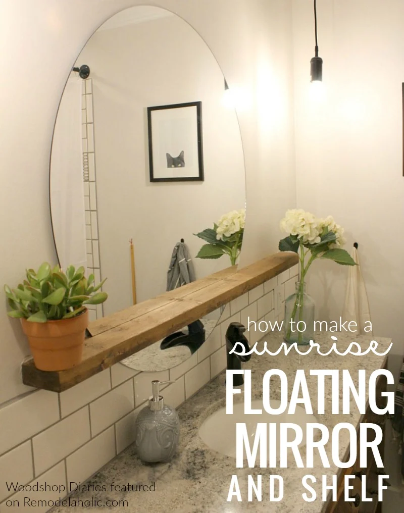 Mirror installation with floating shelf