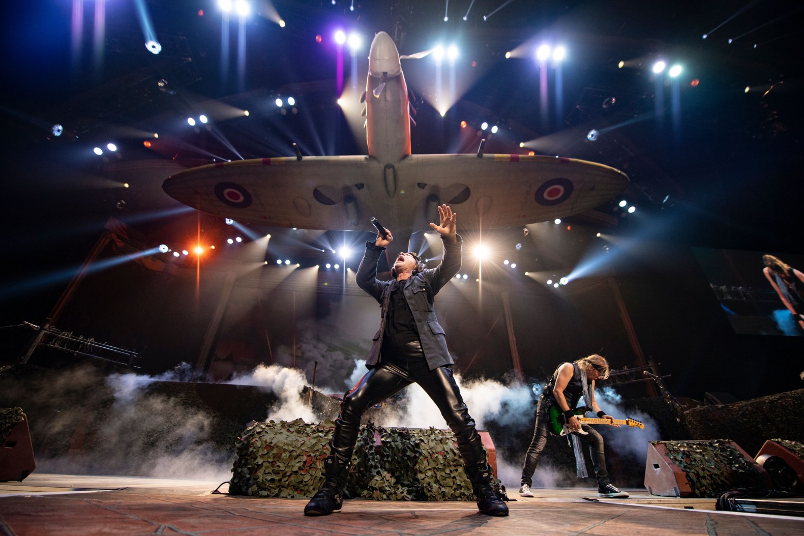 Iron Maiden performing live on stage with Bruce Dickinson
