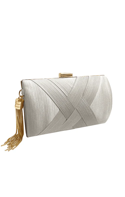 Sacha Drake Deanna Silver Metallic Evening Clutch