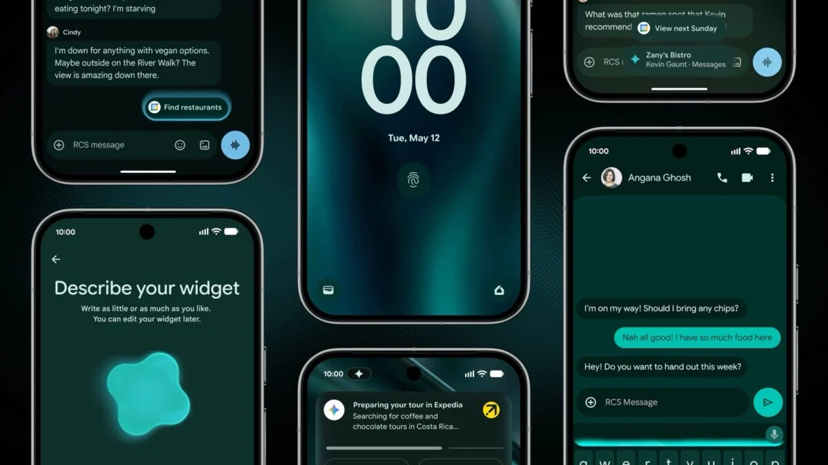 Android 17 custom widgets and Gemini Intelligence on Samsung devices Android 17 Create My Widget feature showing custom widget creation with natural language prompts