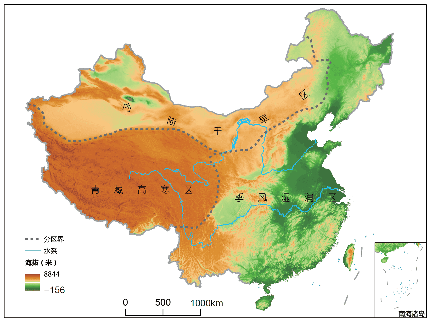 中国南北地区降水差异景观对比