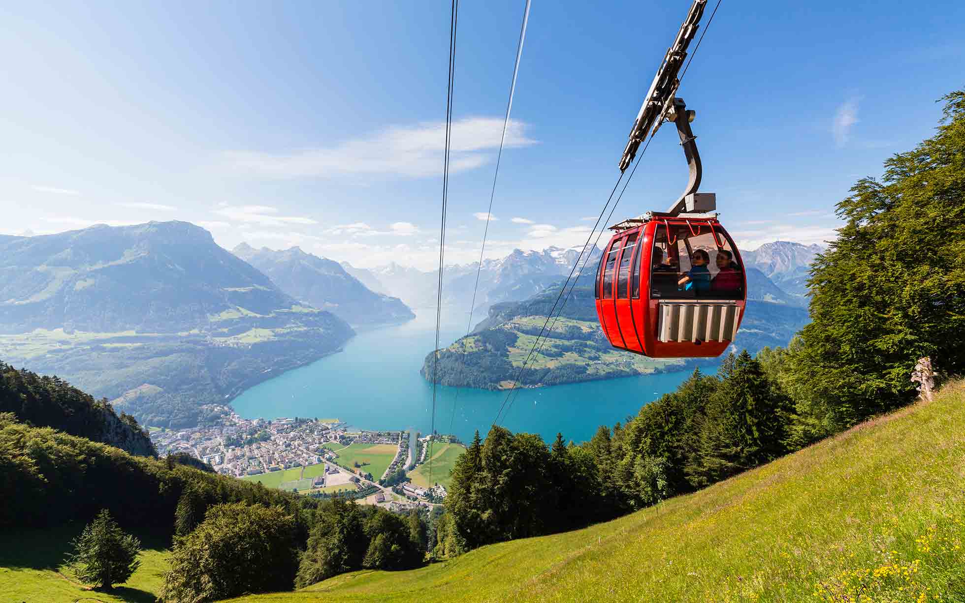 Switzerland Europe Tour Package - Scenic cable car and mountain lake