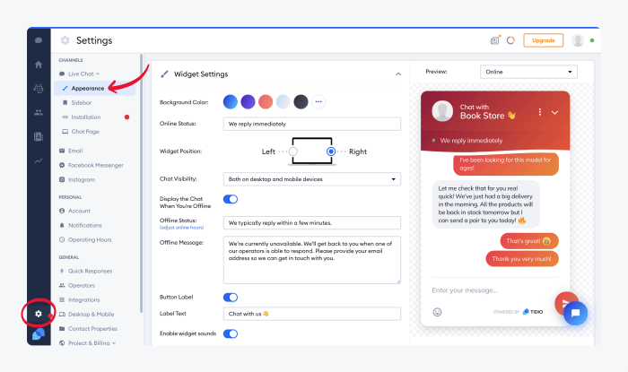 Müşteri hizmetleri sohbet robotu arayüzü
