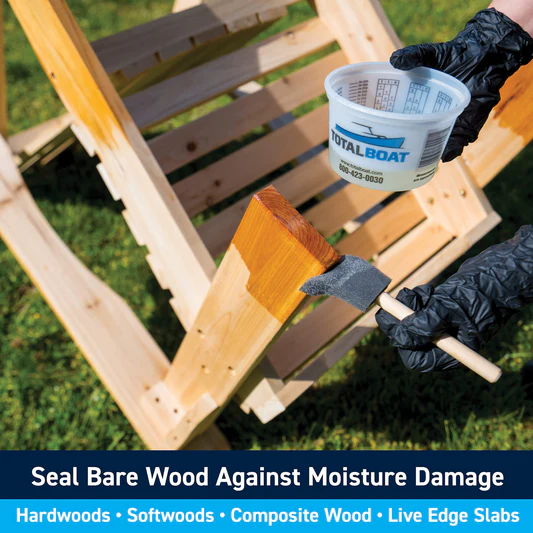 Clear waterproof sealant on wooden furniture