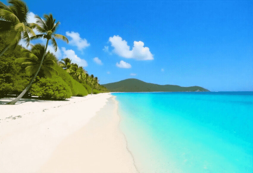 Karibischer Strand mit Palmen und türkisfarbenem Wasser Wohin reisen im November