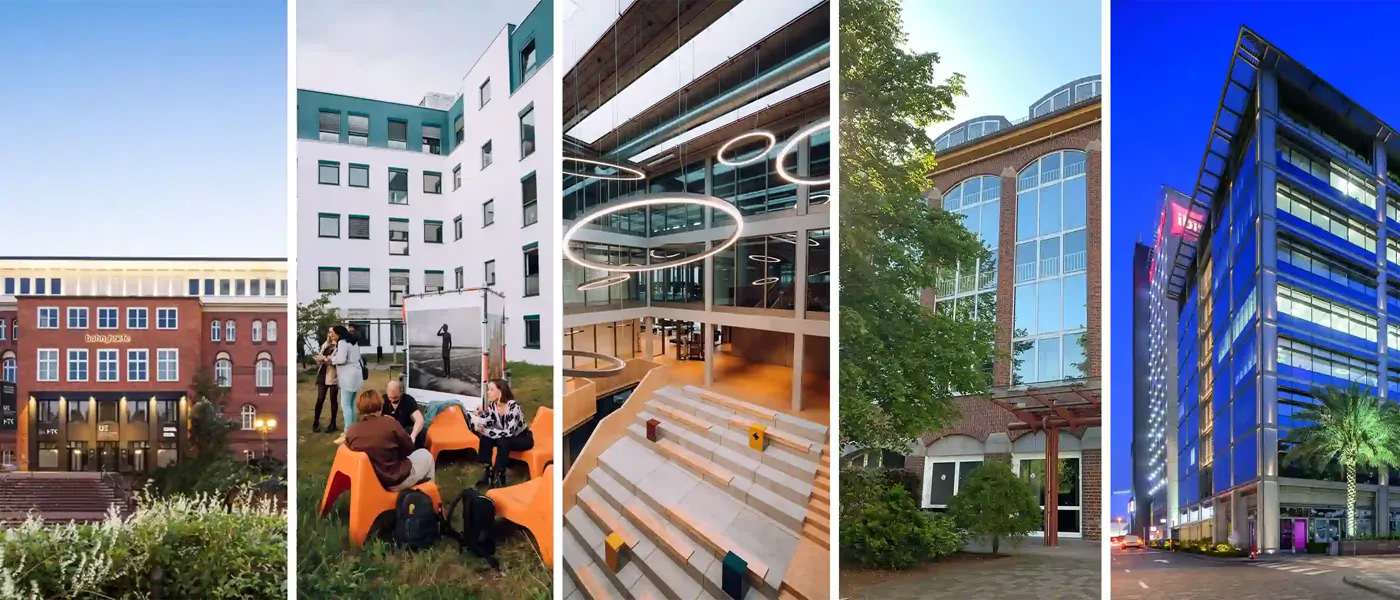 European university campus building with modern architecture
