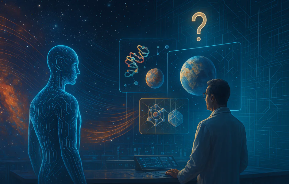 Yapay zeka eğitim yolculuğunu gösteren soyut bir görsel