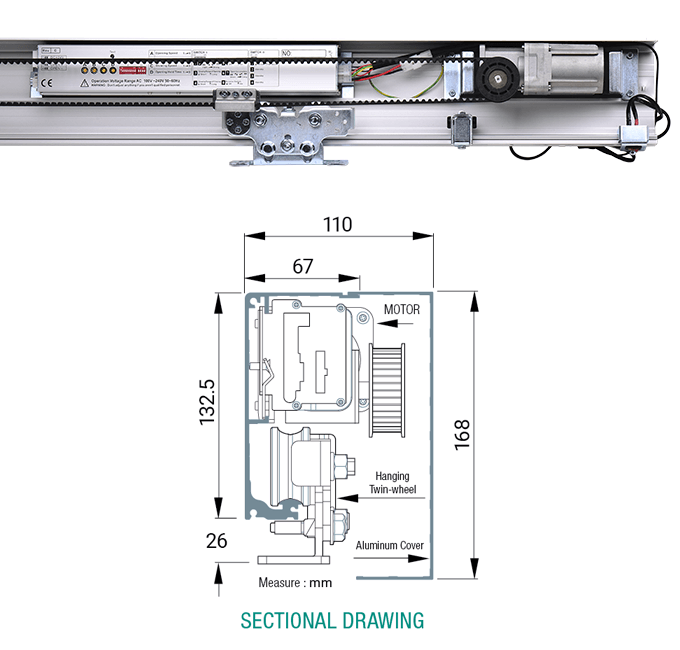 Automatic Sliding Door Mechanism Technical Drawing