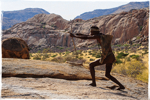 Persistence hunting demonstration by African bushman
