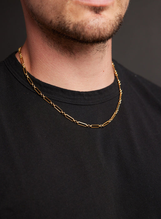 Men's Gold Paperclip Chain Necklace
