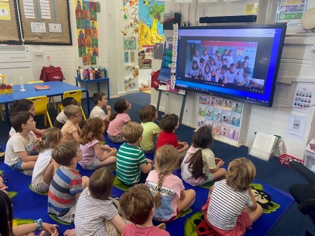 Elementary students in classroom learning with technology at Gentian Elementary