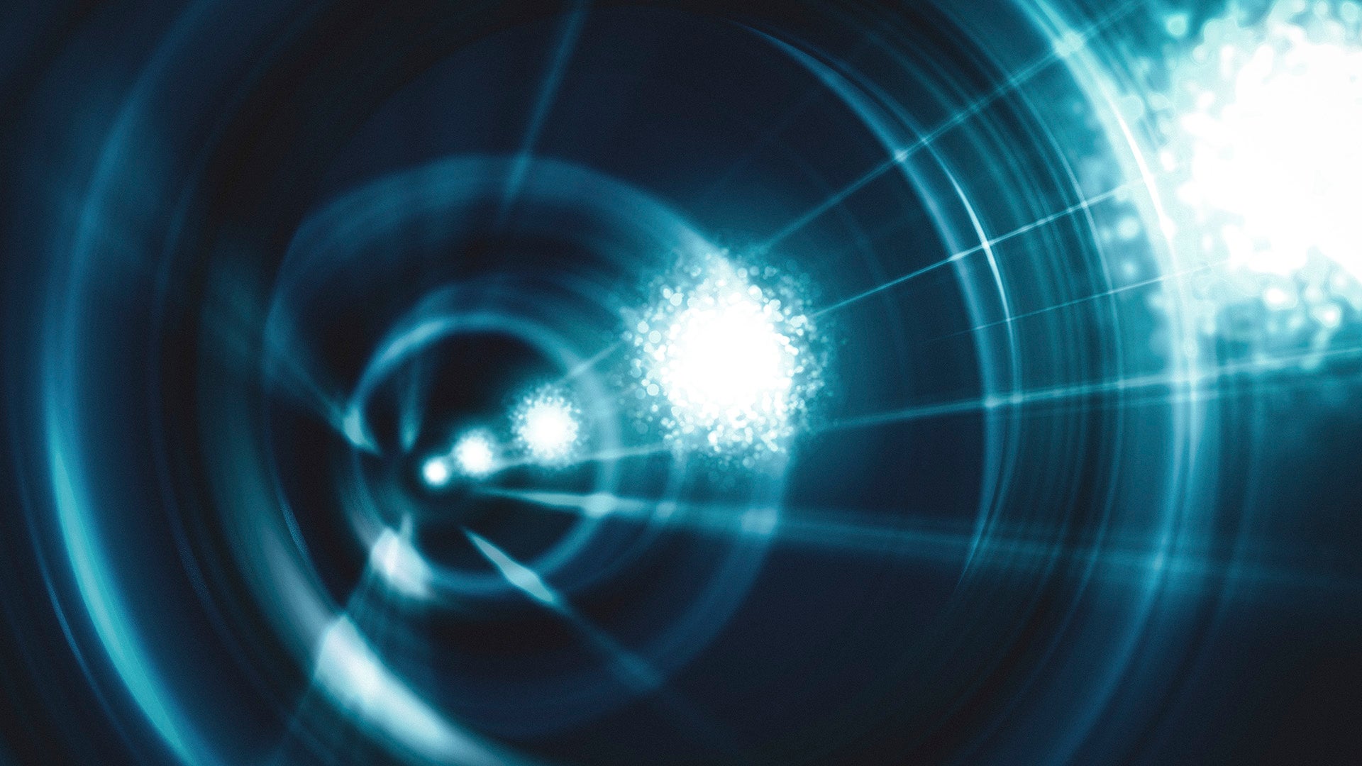 Abstract superconducting cavity with blue energy glow