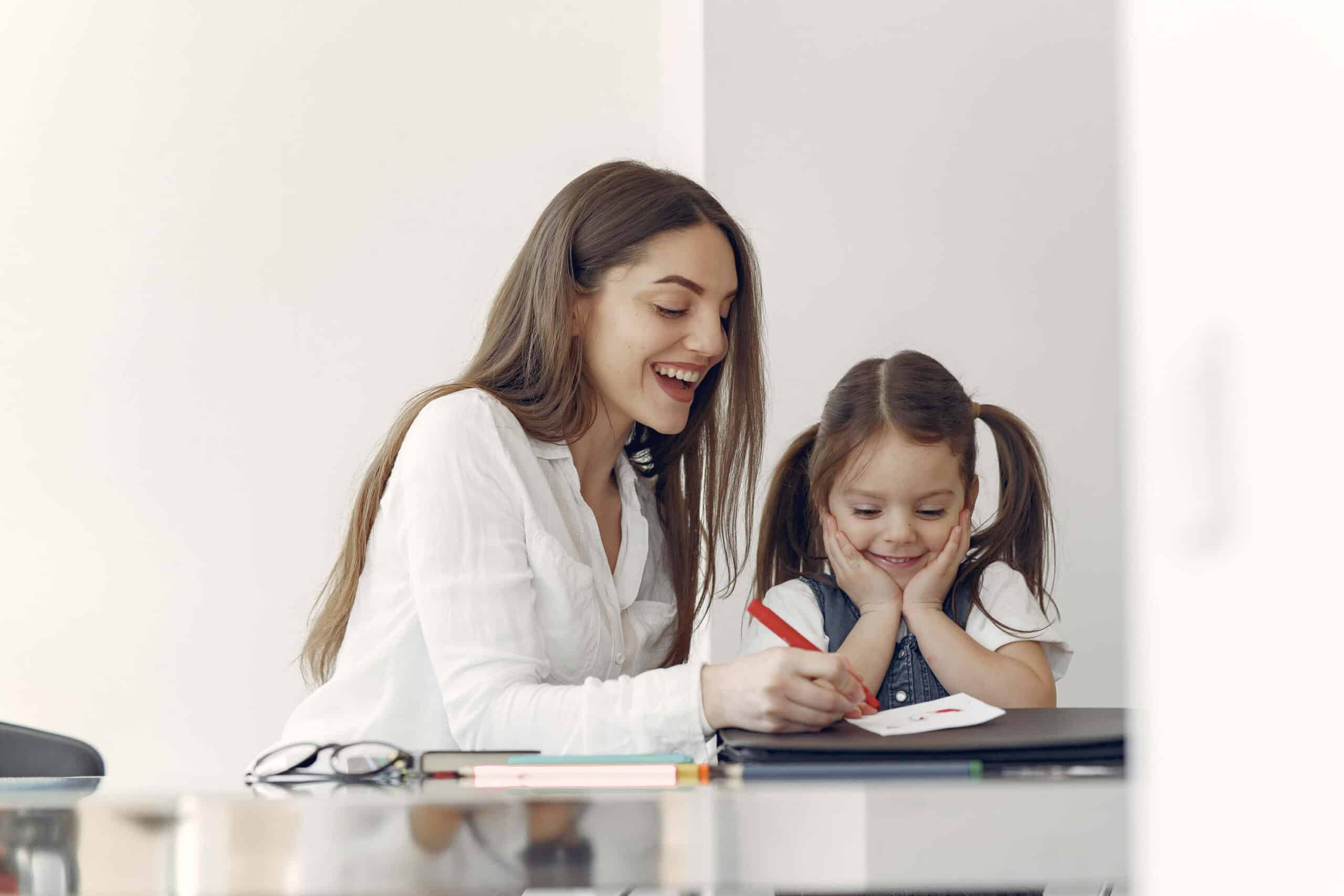 Tutor explaining concept to child