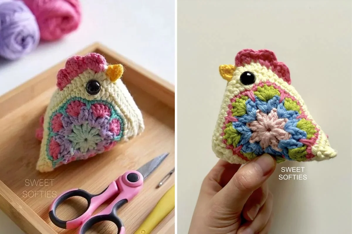 Granny Square Chicken - Free Crochet Pattern